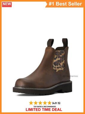 Leather Western Chelsea Boot Slip-On Lug Sole Comfort
